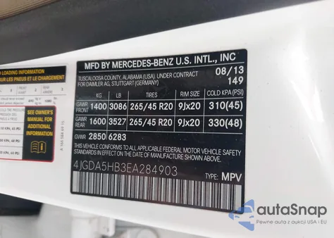 2014 Mercedes-Benz Ml 350 4Matic из США, поврежденный, VIN 4JGDA5HB3EA284903